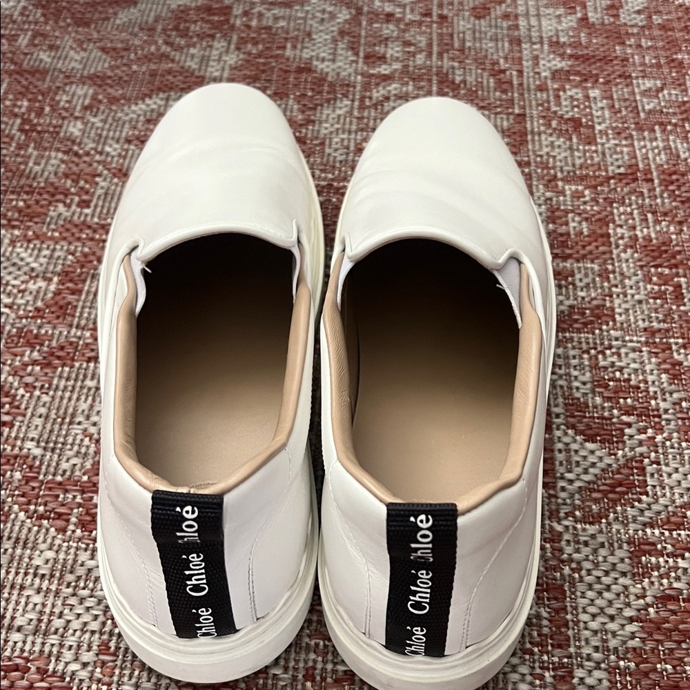 Chloe White Slip-On Sneakers - Picture 2 of 9